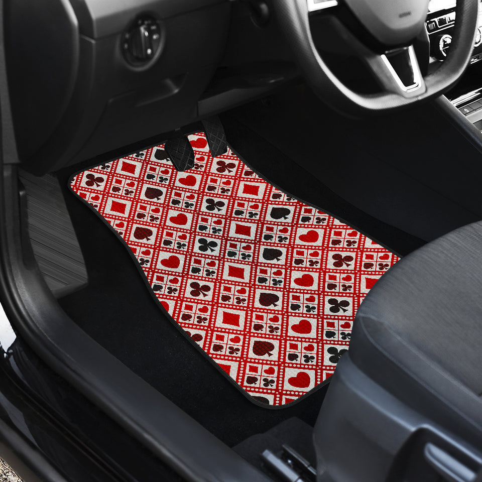 Casino Cards Suits Pattern Print Design 03 Front Car Mats