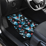 Skull Flower Roses Leave Pattern Front And Back Car Mats