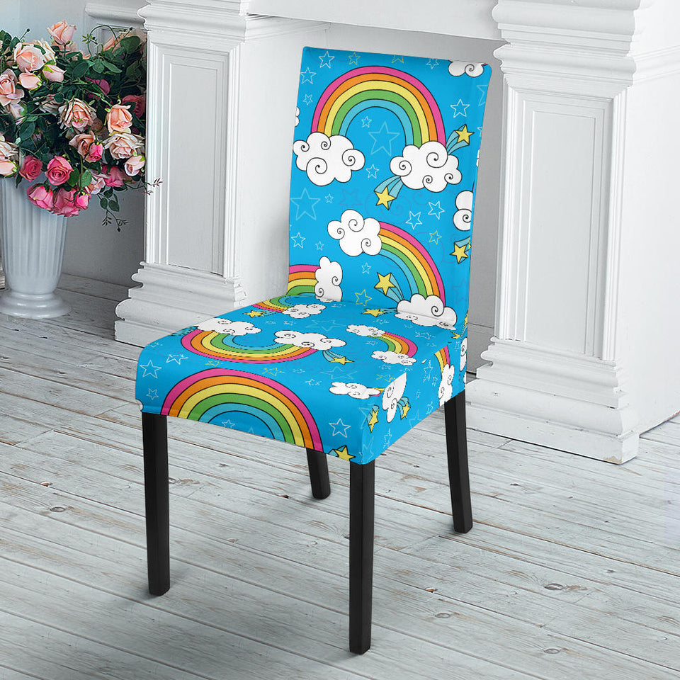 Rainbows Sky Clouds Pattern Dining Chair Slipcover