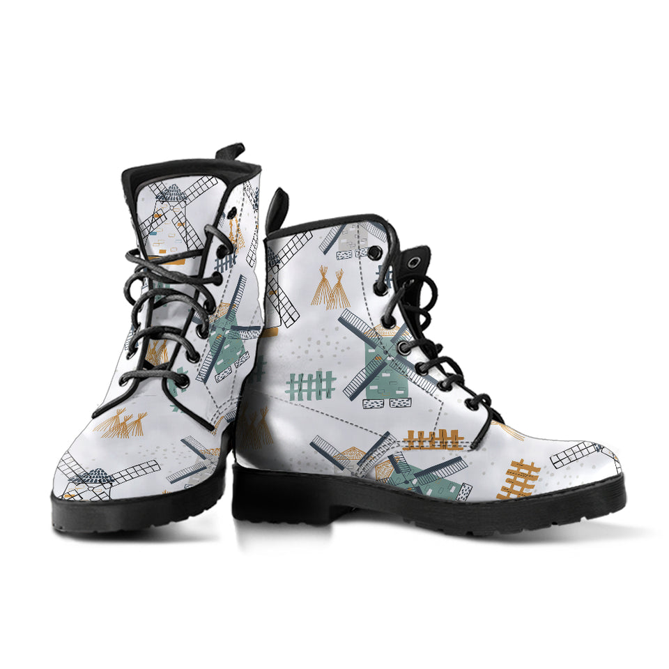 Windmill Pattern Leather Boots
