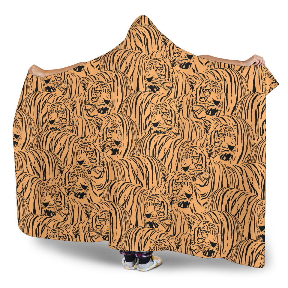 Bengal Tigers Pattern Hooded Blanket