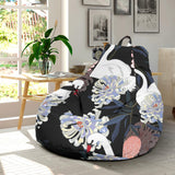 White Swan Blooming Flower Pattern Bean Bag Cover