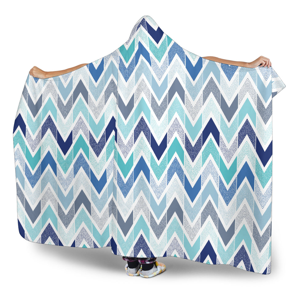 Zigzag  Chevron Blue Pattern Hooded Blanket