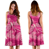 Beautiful Dragonfly Pink Background Sleeveless Midi Dress