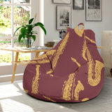 Hand Drawn Gold Saxophone Red Background  Bean Bag Cover