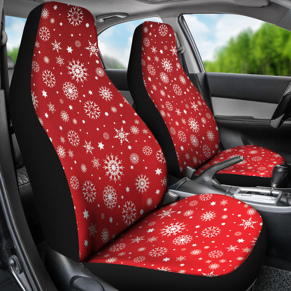 Snowflake Pattern Red Background  Universal Fit Car Seat Covers