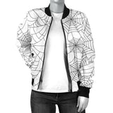 Spider Web Cobweb Pattern White Background Women'S Bomber Jacket