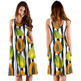 Papaya Design Pattern Sleeveless Midi Dress