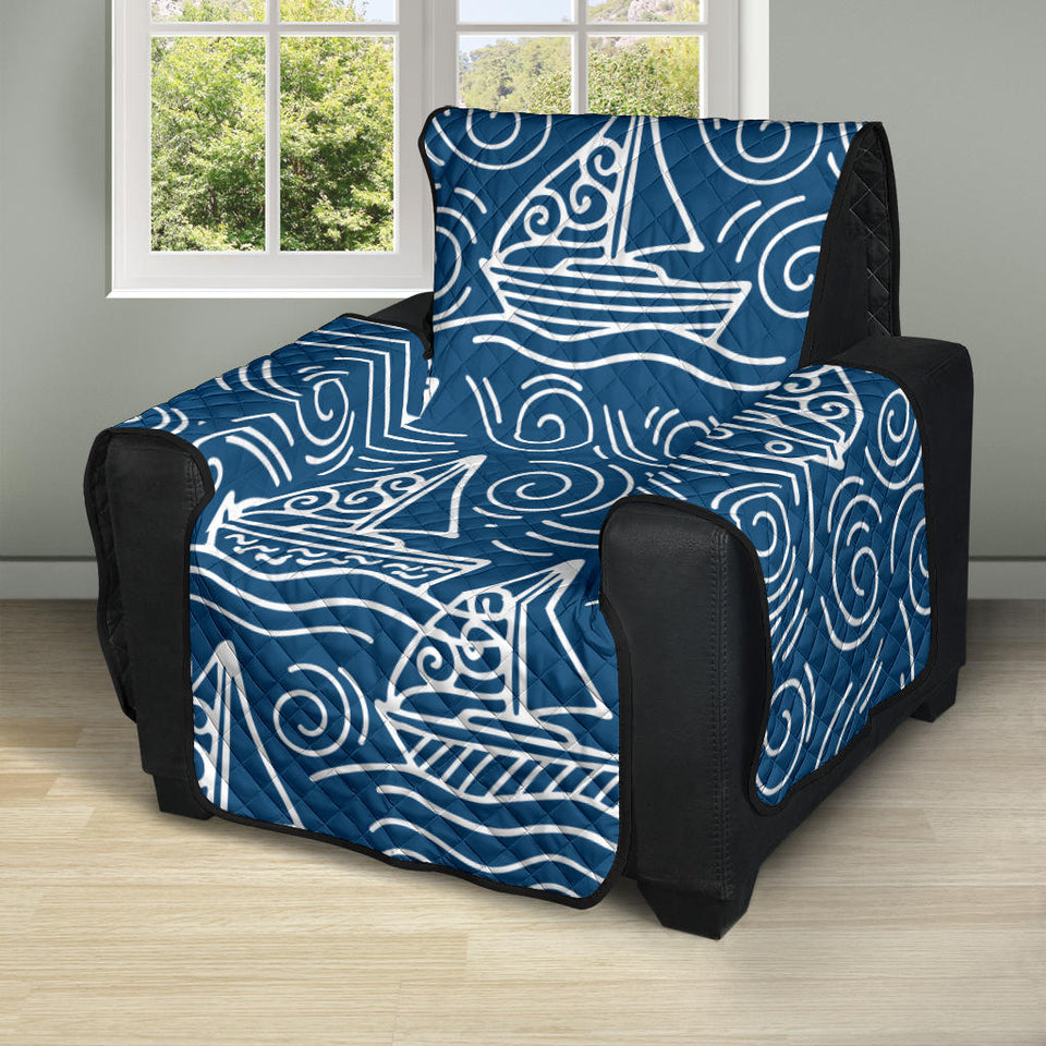 Hand drawn sailboat pattern Recliner Cover Protector