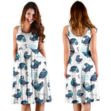 Pigeon Pattern Print Design 02 Sleeveless Midi Dress