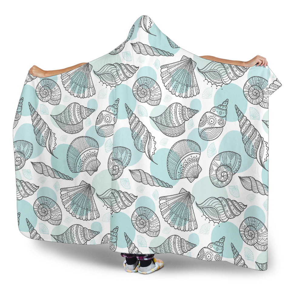 Shell Polynesian Tribal  Hooded Blanket
