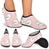 Clock Pattern Pink Blackground Aqua Shoes