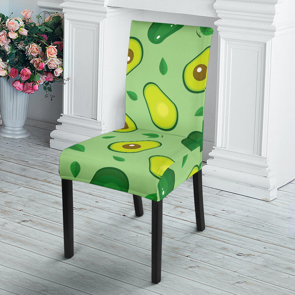 Avocado Pattern Green Background Dining Chair Slipcover