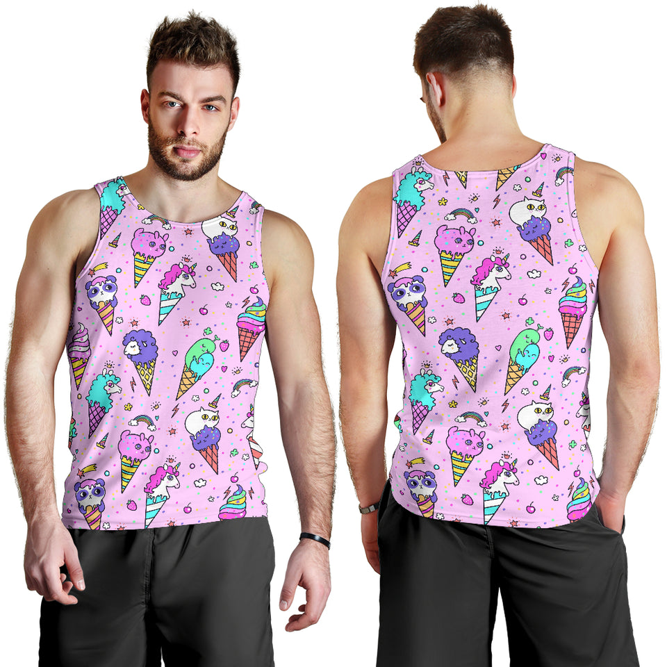 Cute ice cream cone animal pattern Men Tank Top
