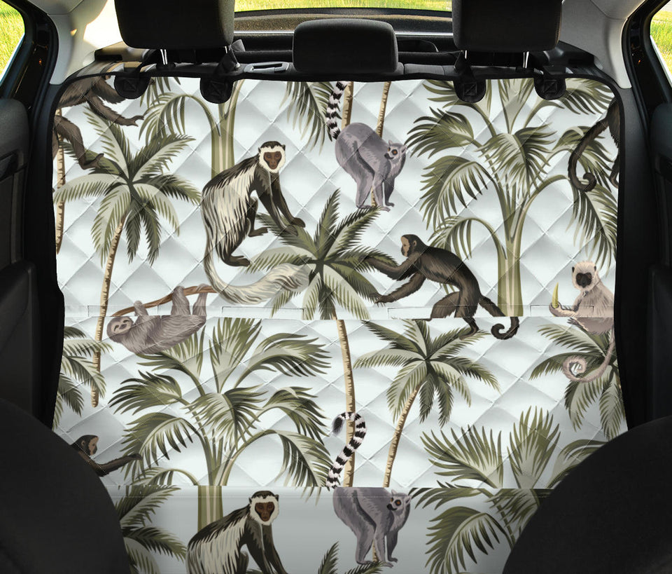 Monkey Sloth Lemur Palm Trees Pattern Dog Car Seat Covers