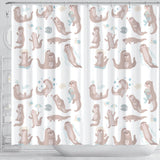 Cute Sea Otters Pattern Shower Curtain Fulfilled In US