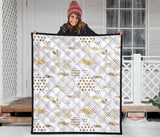 Beautiful Gold Japanese Pattern Premium Quilt