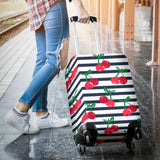 Hand Drawn Cherry Pattern Striped Background Luggage Covers