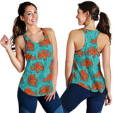 Octopus turquoise background Women Racerback Tank Top