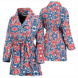 Eiffel Tower Pattern Print Design 02 Women's Bathrobe