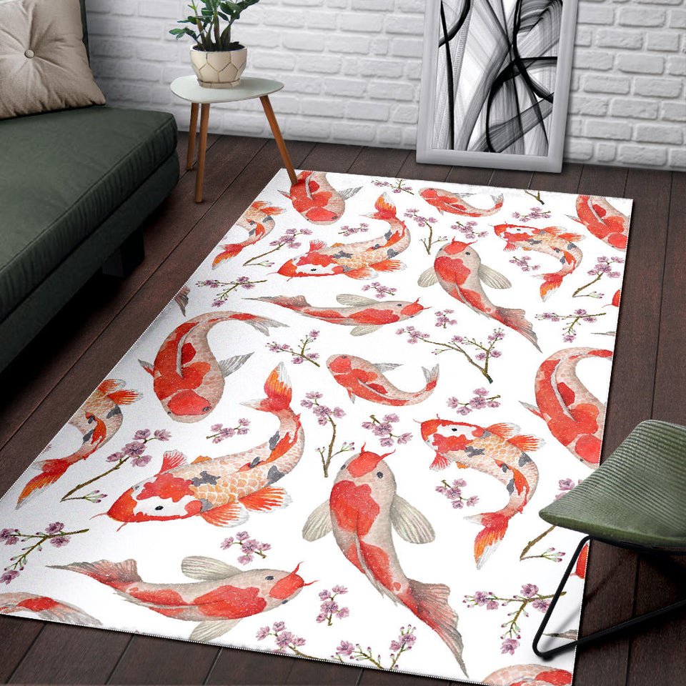 Watercolor Koi Fish Carp Fish Pattern Area Rug