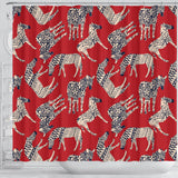 Zebra Abstract Red Background Shower Curtain Fulfilled In US