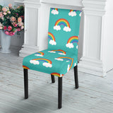 Rainbow Pattern Green Background Dining Chair Slipcover