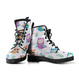 Cute Owl Pattern Leather Boots