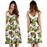 Coconut Pattern Print Design 04 Sleeveless Midi Dress