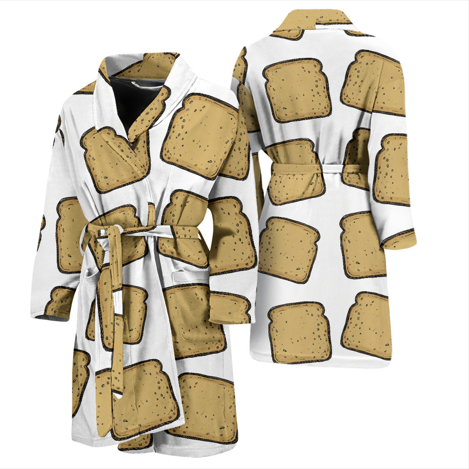 Bread Toast Pattern Print Design 03 Men's Bathrobe