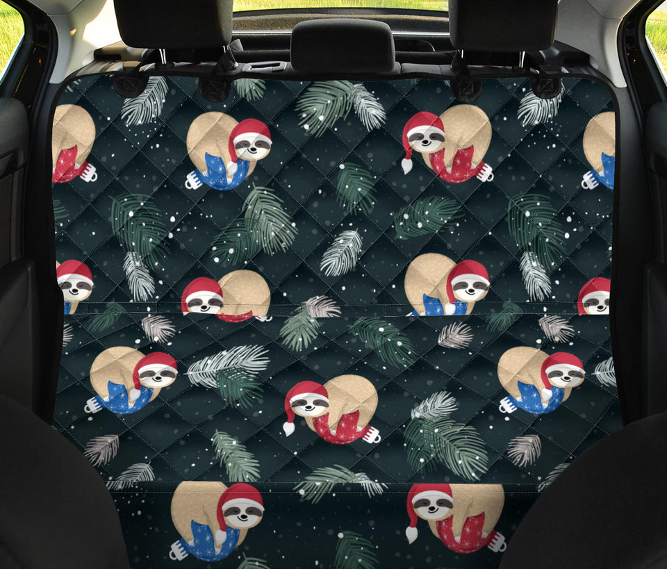 Cute Sloths Sleeping Christmas Ball Santa Hat Pattern Dog Car Seat Covers