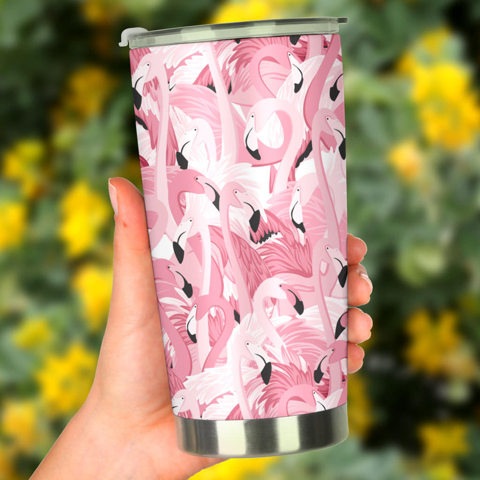 Pink Flamingos Pattern Background Tumbler