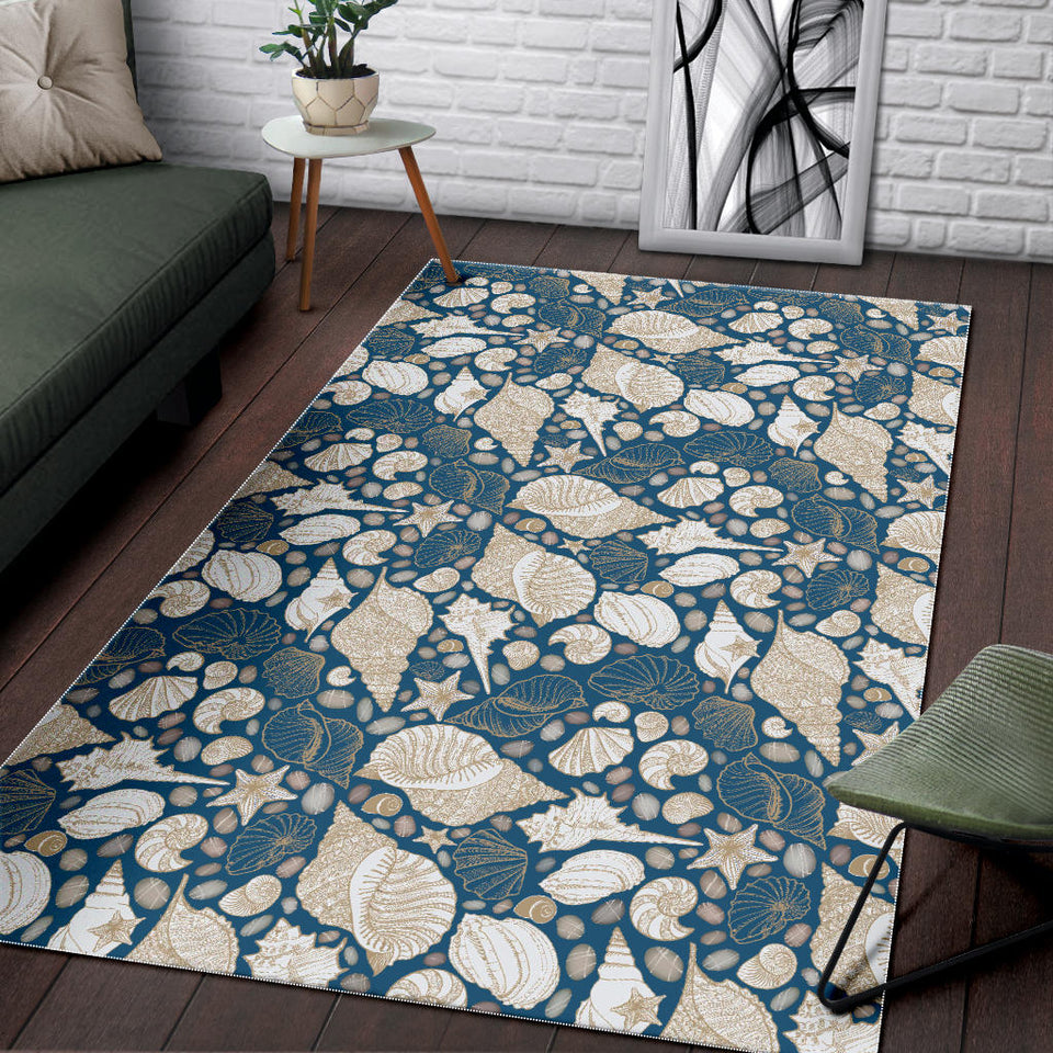 Shell Polynesian Tribal Design Pattern Area Rug