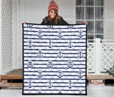 Anchor Rope Nautical  Pattern Premium Quilt