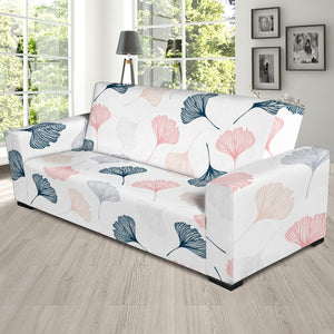 Black Gray Cream Coral Ginkgo Leaves Pattern Sofa Slipcover