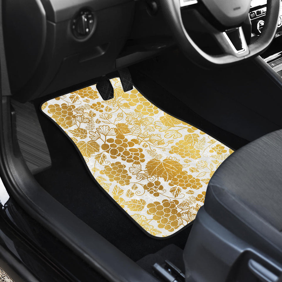 Gold Grape Pattern Front And Back Car Mats