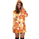 Orange Yellow Orchid Flower Pattern Background Women'S Hoodie Dress