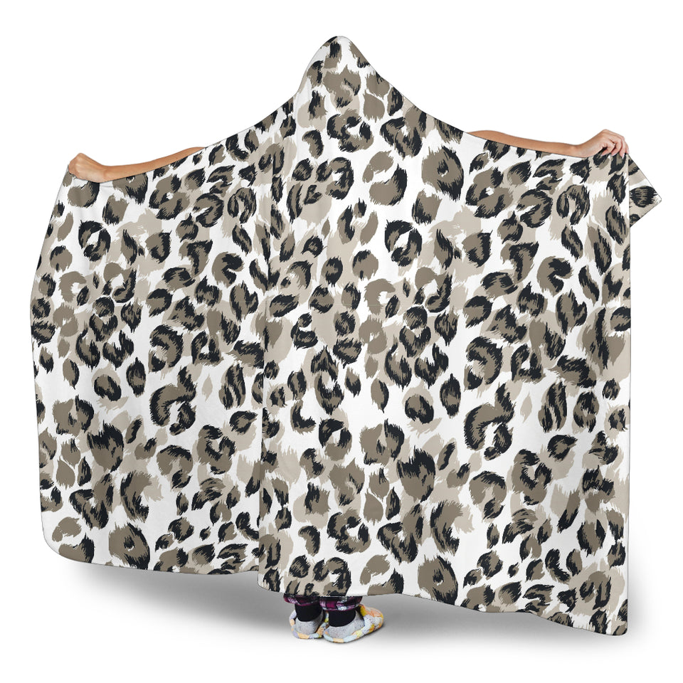 Leopard Skin Print Pattern Hooded Blanket