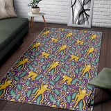 Cute Yellow Monkey Leaves Pattern Area Rug