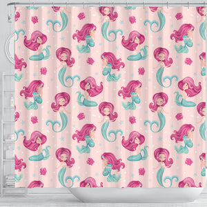 Cute Little Mermaid Pattern Shower Curtain Fulfilled In US