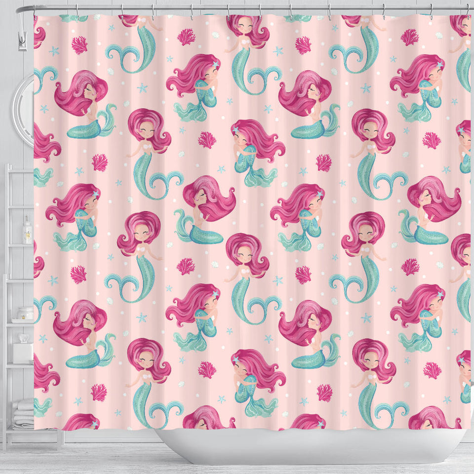 Cute Little Mermaid Pattern Shower Curtain Fulfilled In US