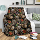Skull Rose Humming Bird Flower Pattern Premium Blanket