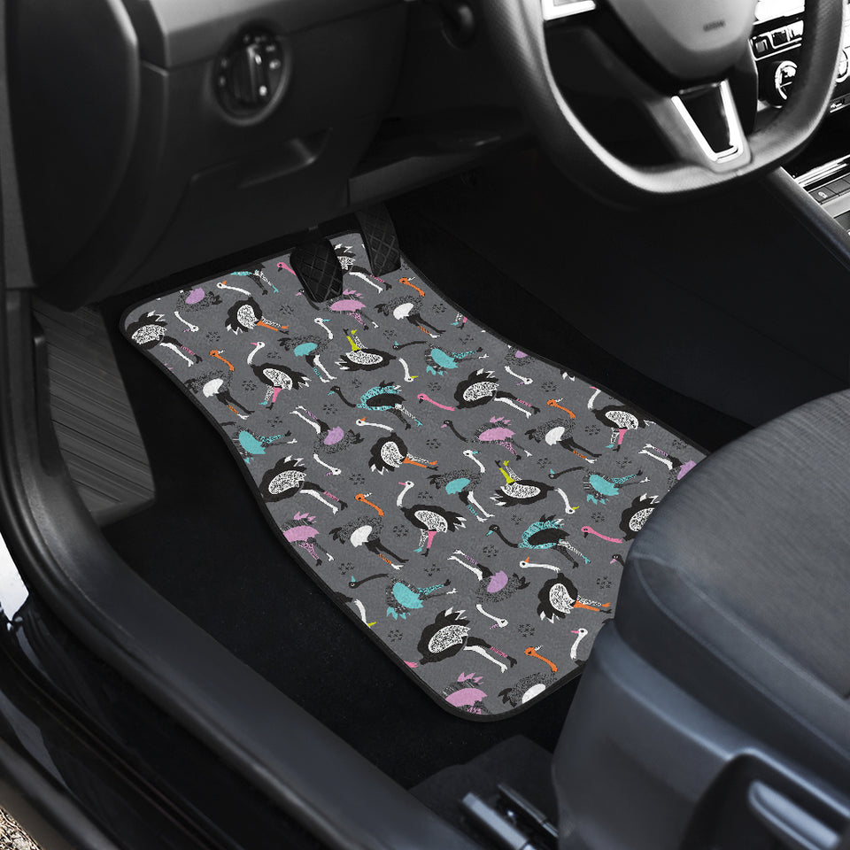 Ostrich Pattern Print Design 01 Front and Back Car Mats