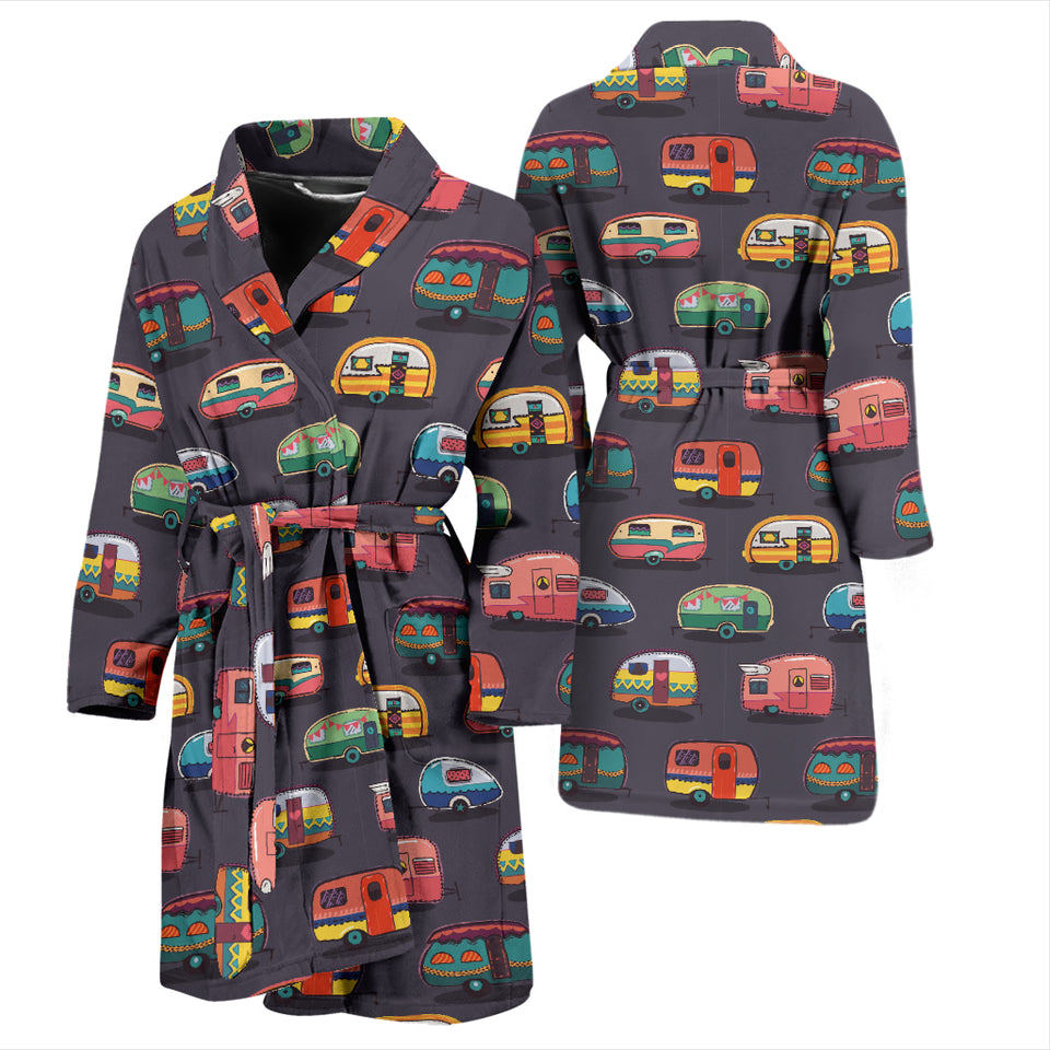 Camper Van Pattern Print Design 02 Men's Bathrobe