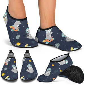 Cute Sloth Astronaut Star Planet Rocket Pattern Aqua Shoes