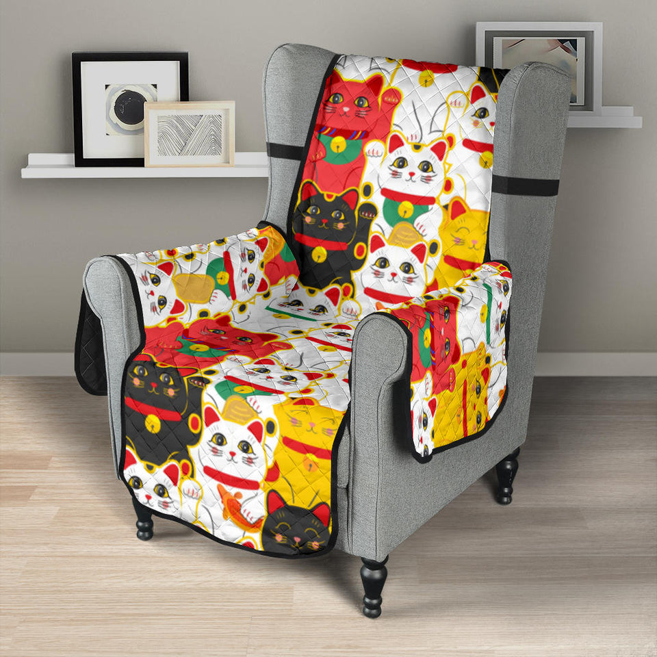 Colorful Maneki Neko Lucky Cat pattern Chair Cover Protector