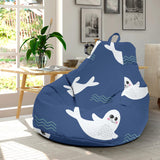 Cute White Baby Sea Lion Seal Pattern Bean Bag Cover