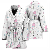 Cute Poodle Dog Star Pattern Women'S Bathrobe