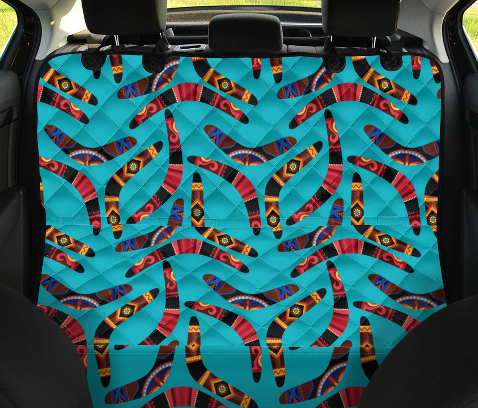 Boomerang Australian Aboriginal Ornament Blue Background Dog Car Seat Covers