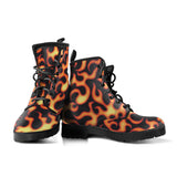 Fire Flame Dark Pattern Leather Boots